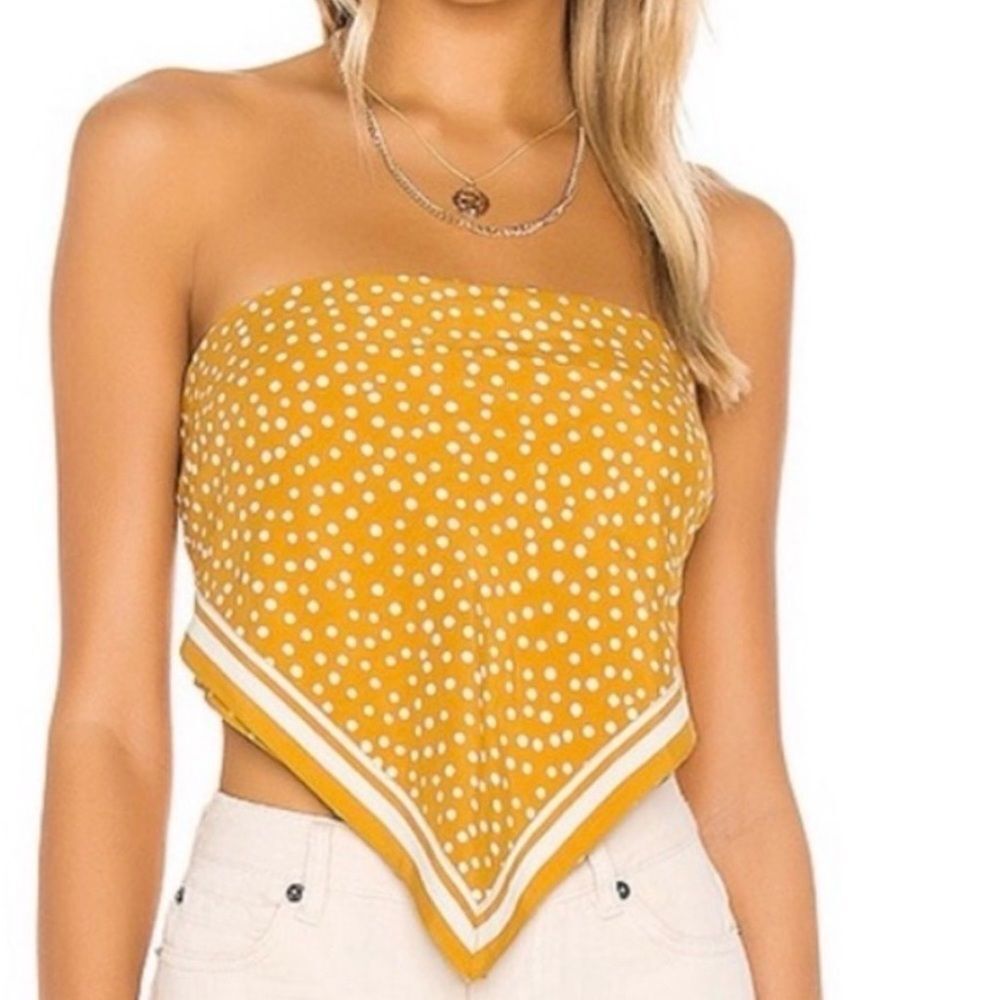 Cleobella x Revolve Marigold Yellow Polka Dot Silky 33" Square Styling Scarf
